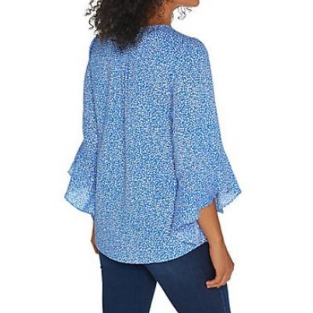 Belle by Kim Gravel Flutter-Sleeve V-Neck Blouse - Picture 2 of 2